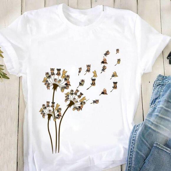 Kaity K Other - Dandelion Yorkshire Terrier Cute Graphic Unisex Streetwear T-Shirt